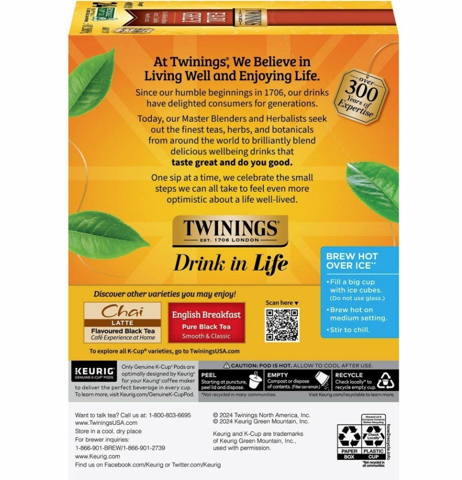 Twinings Earl Grey Tea, Keurig K-Cup Pods, 24/Box