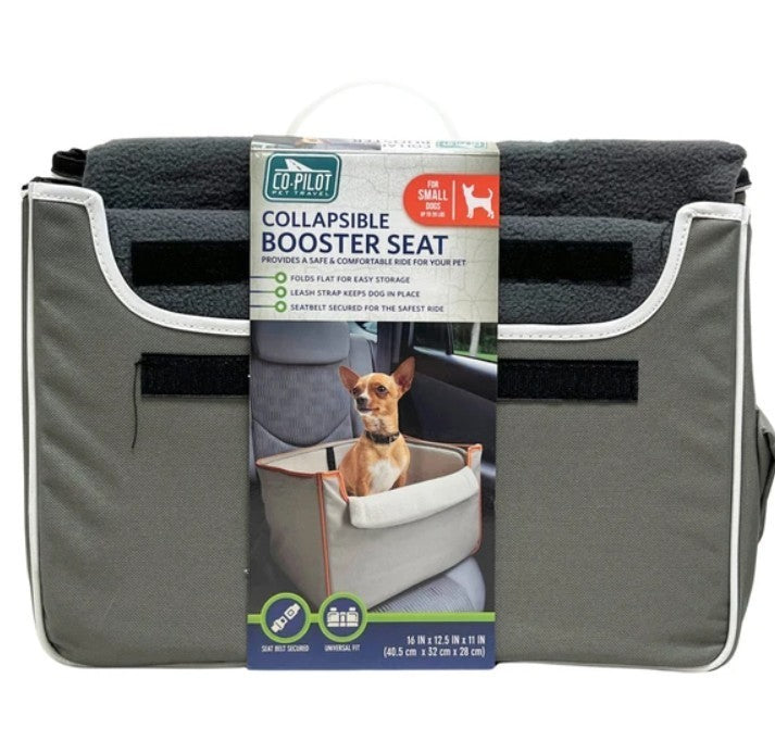 Pet Travel Collapsible Car Booster Seat in Gray,16x12x11,  Pets up to 20lbs, NEW