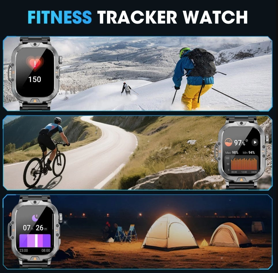 Mingwear L31 Military Smartwatch, 2.01" High-Resolution Display, IP68