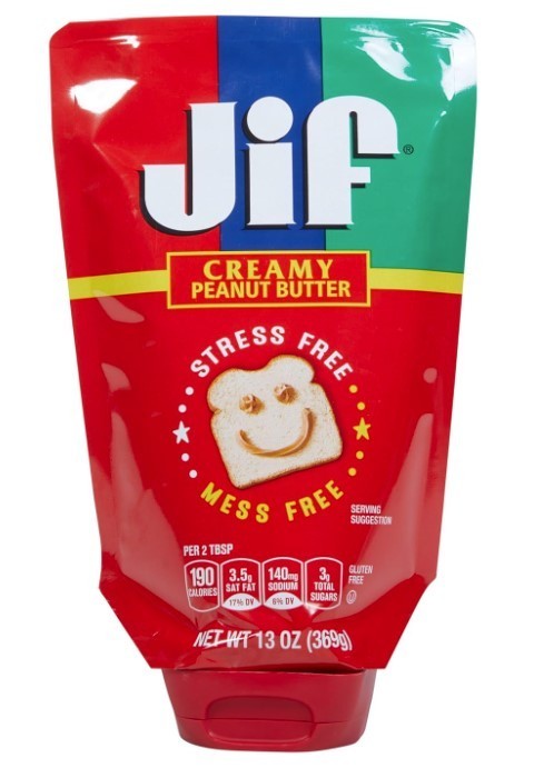 Jif Portable Squeeze Peanut Butter Creamy Smooth Daily Spread, 13oz, 2 pack