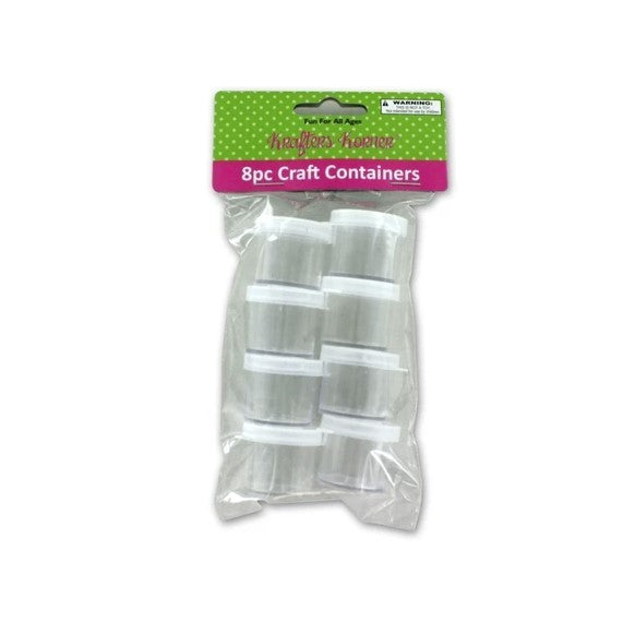 Clear Plastic Storage Containers W/Cap for Craft Supplies, 8pack, 1.25" x 1"