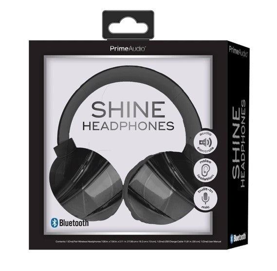 Prime Audio Shine Bluetooth Headphones Assorted Black White and Pink, NEW