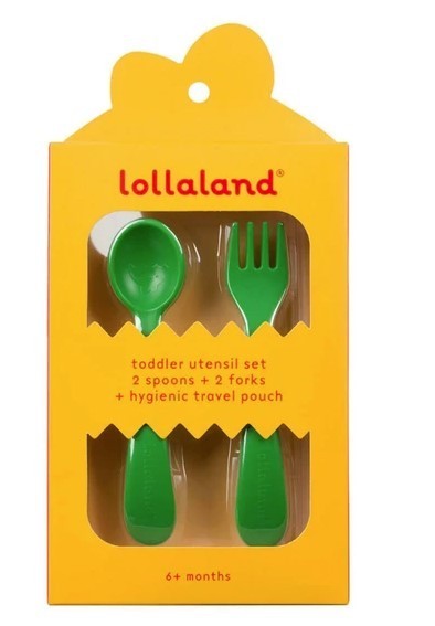 Lollaland 5-Piece Toddler Utensil Set with Hygenic Pouch, Assorted Colors NEW