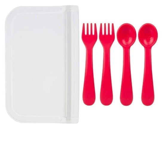 Lollaland 5-Piece Toddler Utensil Set with Hygenic Pouch, Assorted Colors NEW