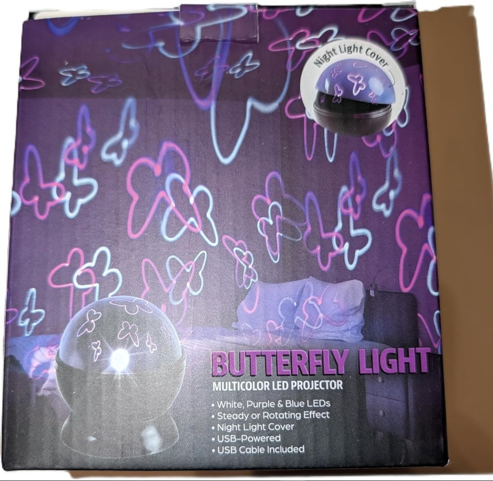 Brightside Butterfly Rotating Multicolor LED Projector Night Light USB Powered