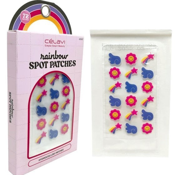 Celavi 72 Piece Rainbow Hydrocolloid Acne Spot Treatment Patches