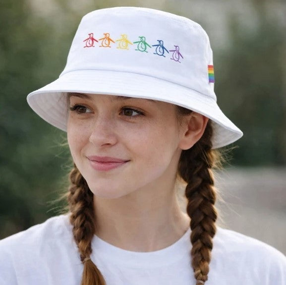 ORIGINAL PENGUIN  Cotton Twill Bucket Hat W/ Rainbow Logo (OSFM)