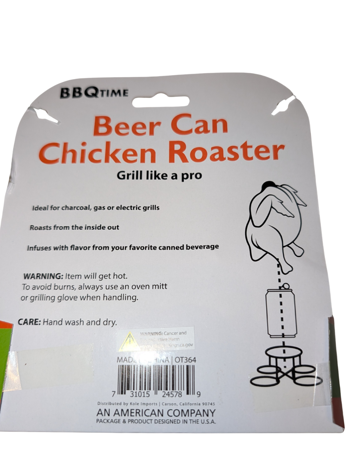 Beer Can Chicken Roaster BBQ Time, Grill Like  a Pro!  NEW