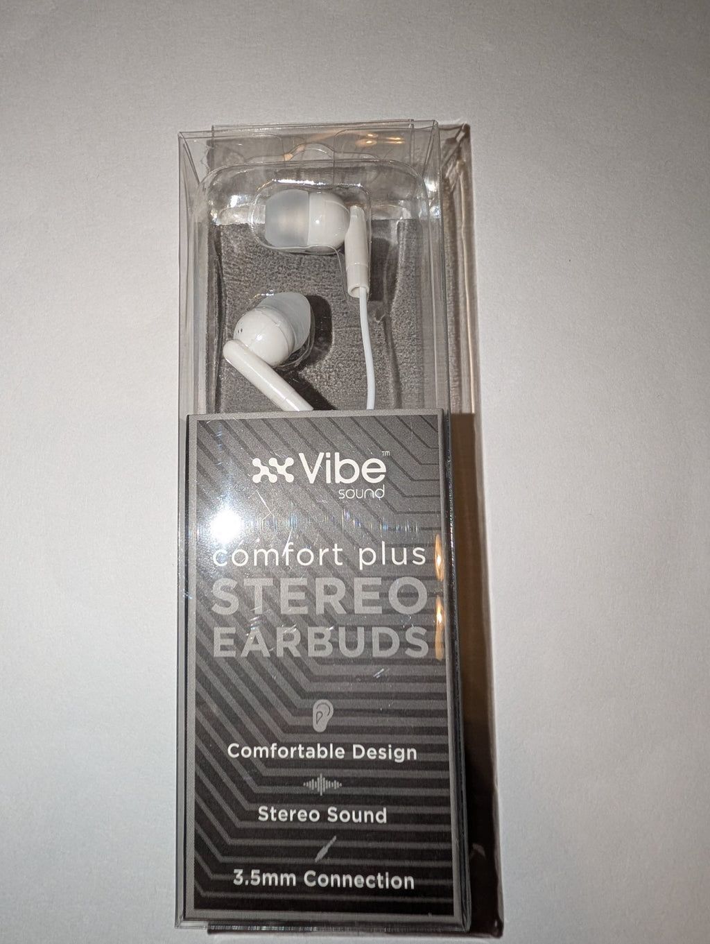 Vibe Sound Comfort Plus Stereo Earbuds 4 pack Black White Pink