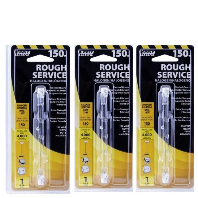 FEIT Electric 150-Watt / 130-Volt Rough Service Double-End T3 Bulb, 3 Pack