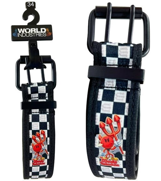World Industries Black & White Checkered Belt in Sizes 32-42, New With Tags