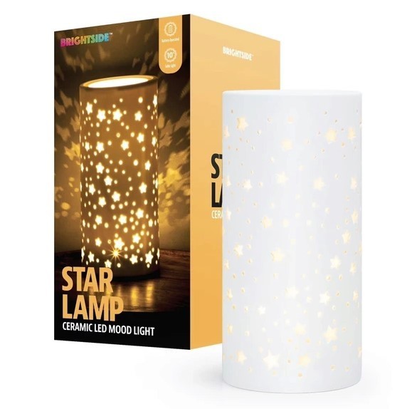 Star Lamp, Ceramic, Battery Powered, White, Paintable, Night Light or Mood Light