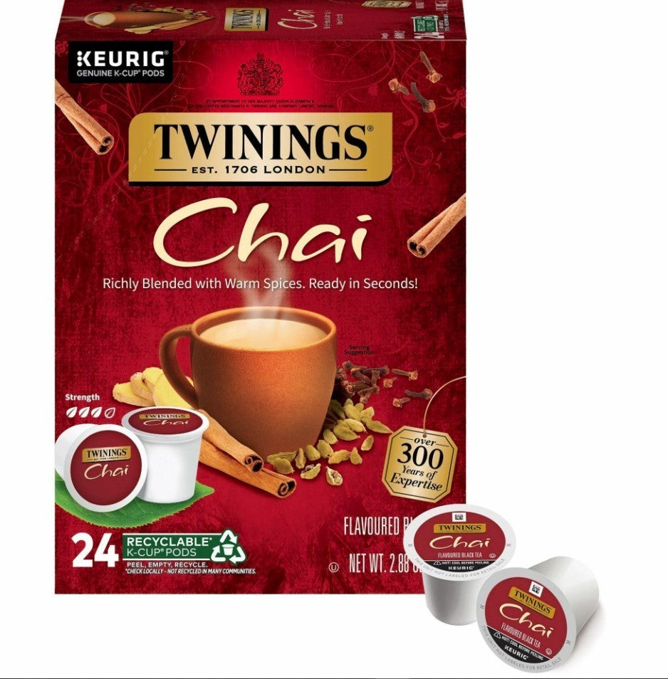 Twinings Chai Tea Keurig K-Cup Pods, 0.11 Oz, 24/Box
