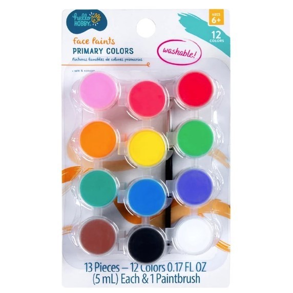 Hello Hobby Washable 12 Color Face & Body Paint Set