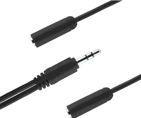 Headphone Splitters, Cable Audio Stereo Y Splitter 3.5mm 2 Female 1 Male, 2 Pack