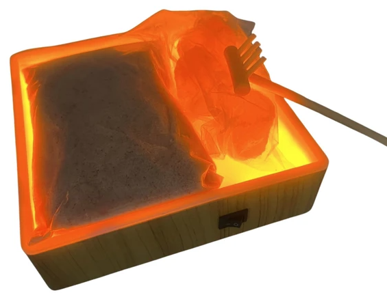 5.75 x 5.75" Himalayan Salt Rock Zen Garden Kit with Light and Accessories (NEW)