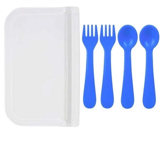 Lollaland 5-Piece Toddler Utensil Set with Hygenic Pouch, Assorted Colors NEW