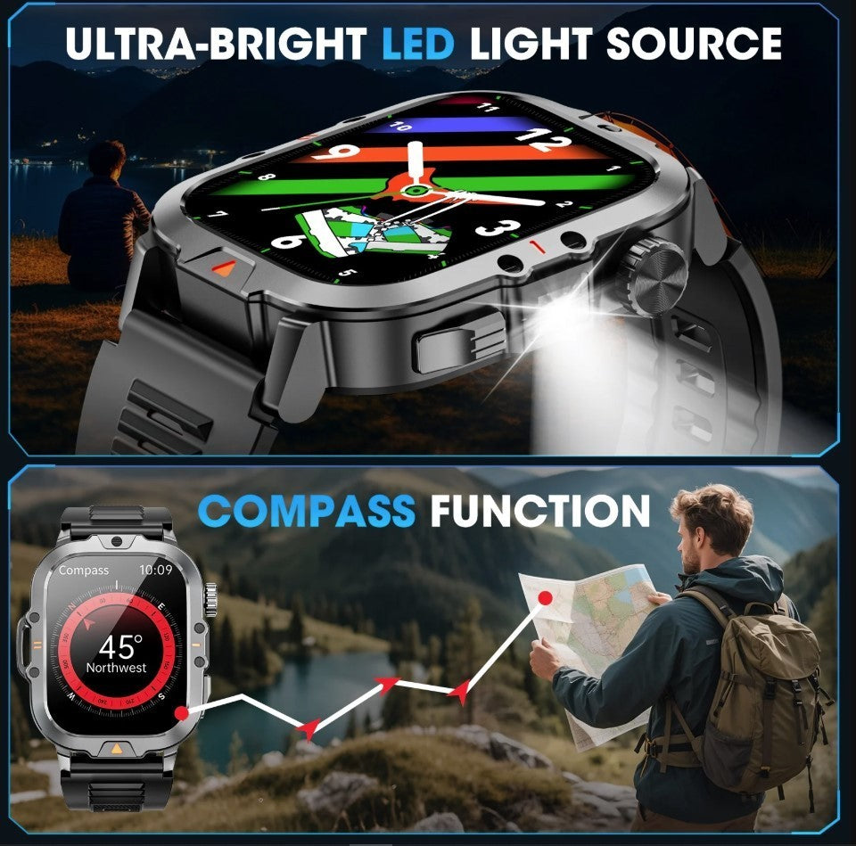Mingwear L31 Military Smartwatch, 2.01" High-Resolution Display, IP68