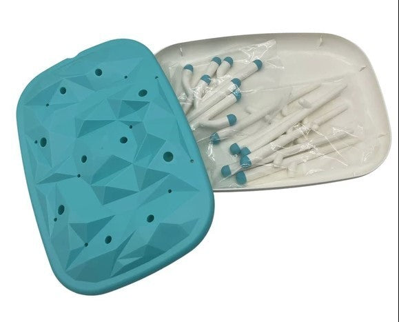 Lollaland Bottle Drying Rack, Dishwasher Safe, Blue/White, Holds 6+ Bottles, NEW