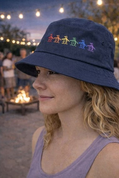 ORIGINAL PENGUIN  Cotton Twill Bucket Hat W/ Rainbow Logo (OSFM)