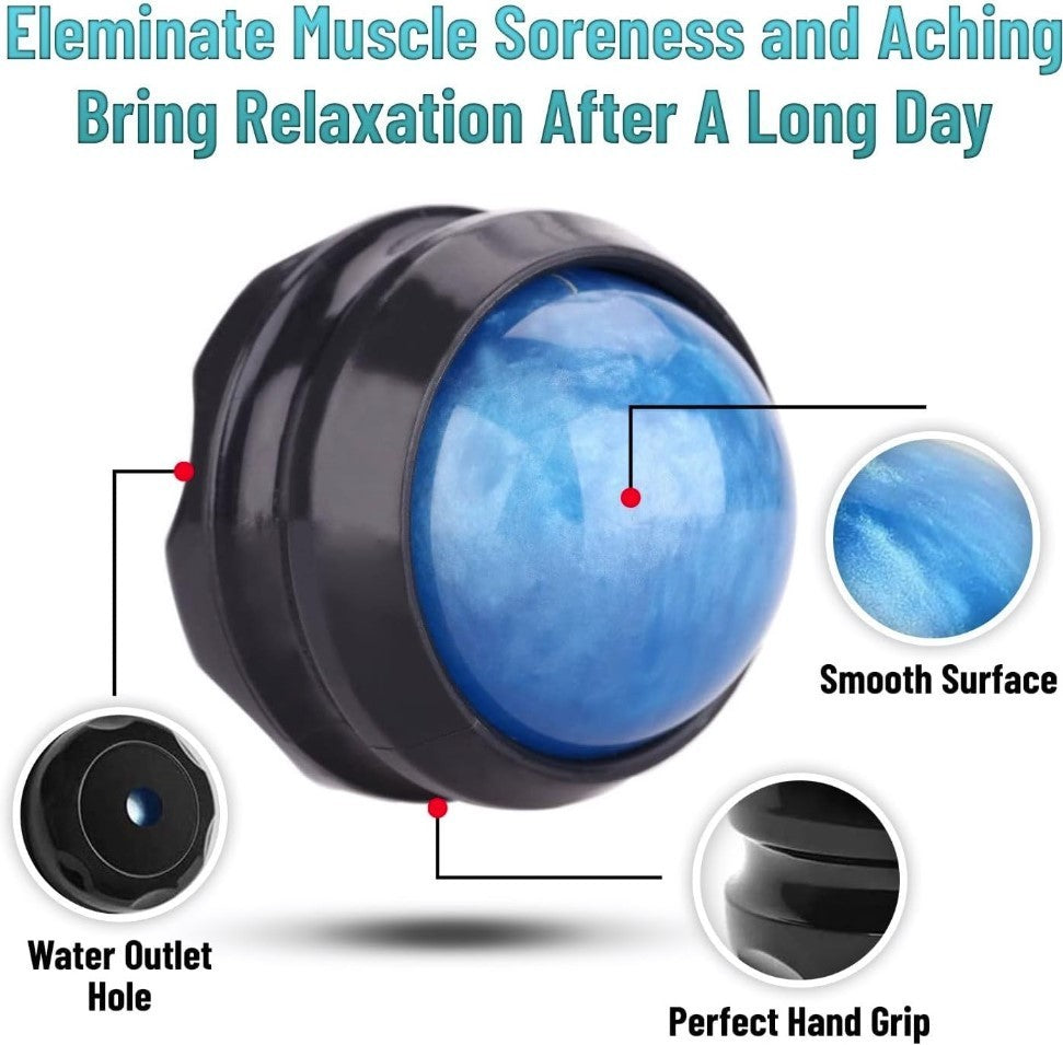Handheld Roller Massager Blue Black for Back Shoulder Neck Stress Relief