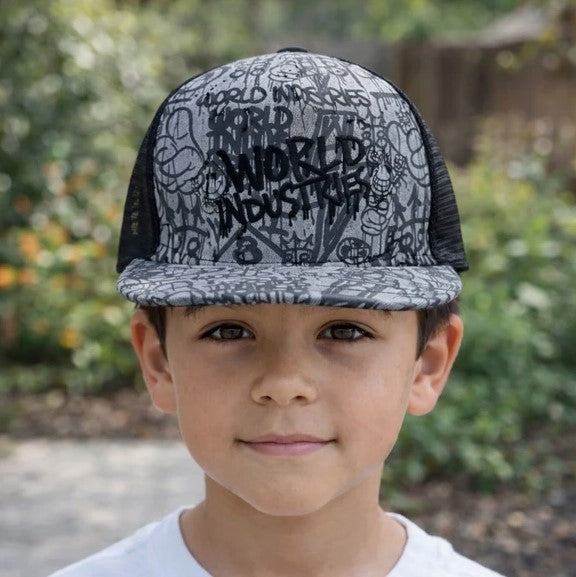 World Industries Boy's Grey & Black Printed Snapback Cap, Original, New W/Tags