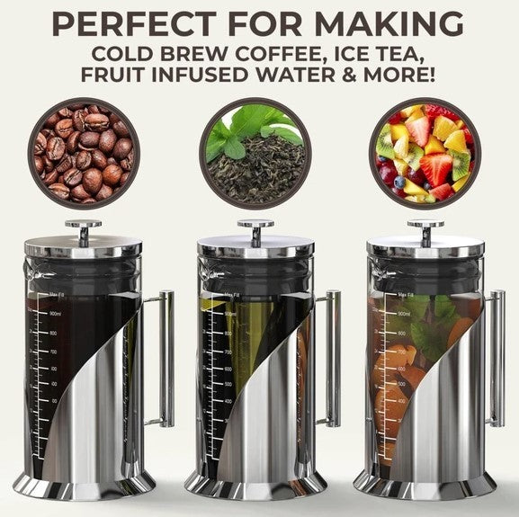 Cafe du Chateau 34oz cold brew coffee maker with stainless steel filter, NEW