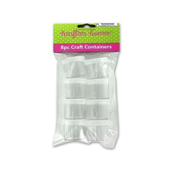 Clear Plastic Storage Containers W/Cap for Craft Supplies, 8pack, 1.25" x 1"