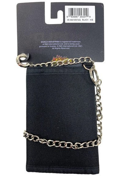 World Industries Logo Fabric Trifold Wallet With Chain, Original, New With Tags