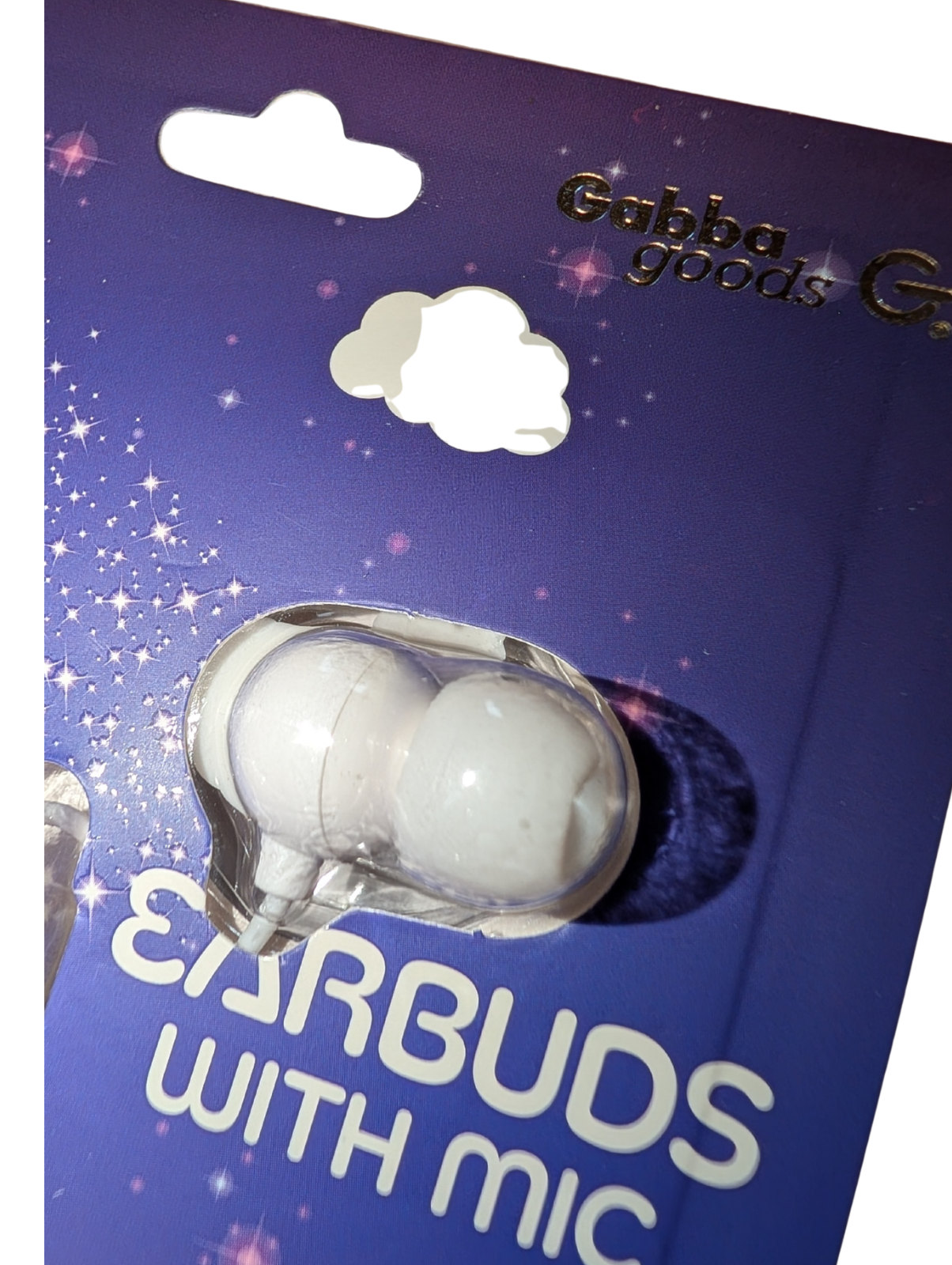 Gabba Goods Llama Earbuds W/Microphone. White cable.