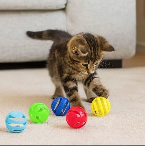 Balls with Bells Cat Toys Set, 6pk Assorted Colors