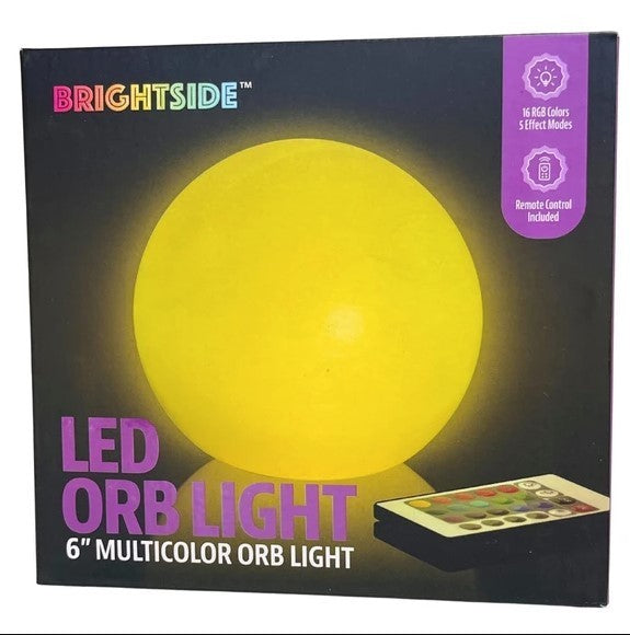LED Orb Light, 6 Inch RGB Sphere Lamp Remote Control, Battery Powered