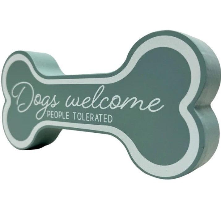 Belle Maison 3.5 "x7" Green Dogs Welcome Bone Shaped Décor, NEW