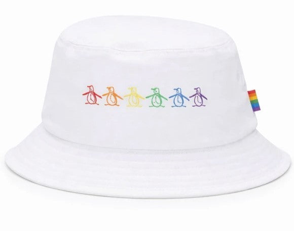 ORIGINAL PENGUIN  Cotton Twill Bucket Hat W/ Rainbow Logo (OSFM)