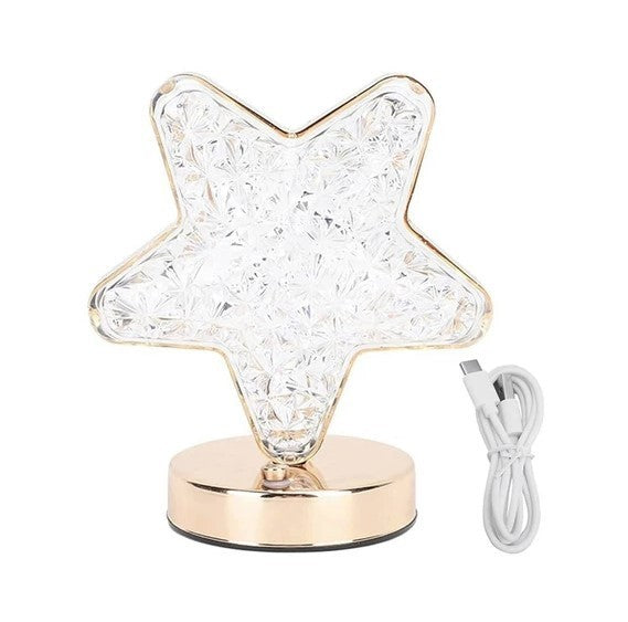 Rechargeable  LED Acrylic Crystal  Star Touch Light with Gold Accents, NEW
