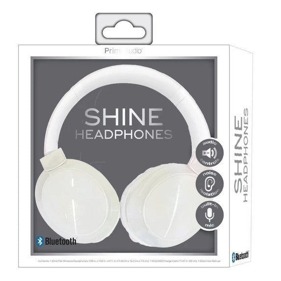 Prime Audio Shine Bluetooth Headphones Assorted Black White and Pink, NEW