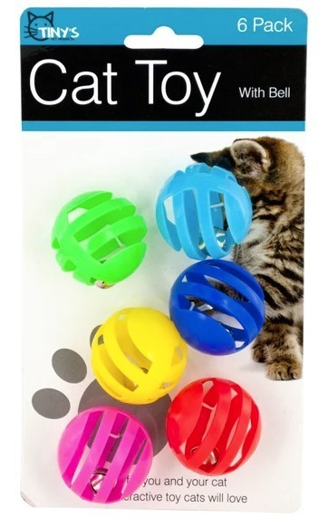 Balls with Bells Cat Toys Set, 6pk Assorted Colors