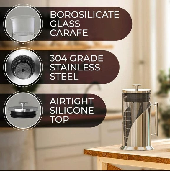 Cafe du Chateau 34oz cold brew coffee maker with stainless steel filter, NEW
