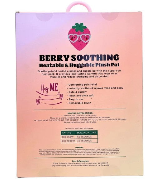Cuddle Berry Soothing Heatable Plush in Strawberry Design, Menstruation Aid, NEW