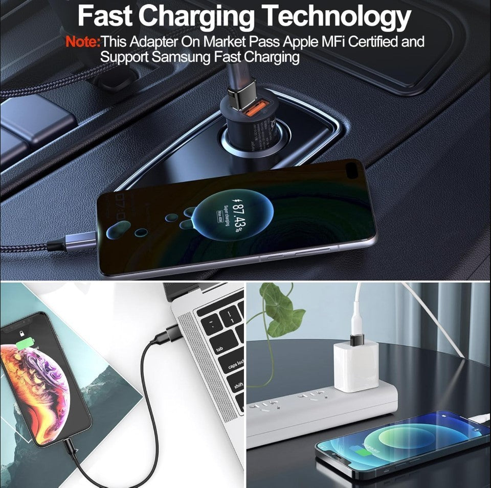 USB C To USB A Adapter, 4 pack, Black, Smartphone, Computer, Tablet