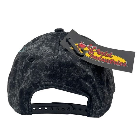 World Industries Boys Black Washed Look Logo Snapback Cap, Original, New W/Tags