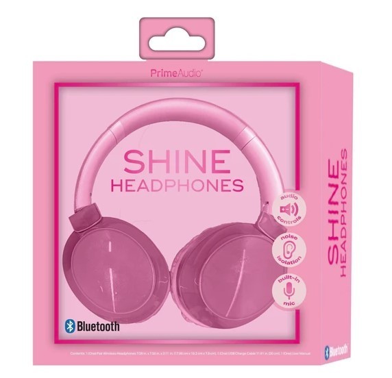 Prime Audio Shine Bluetooth Headphones Assorted Black White and Pink, NEW