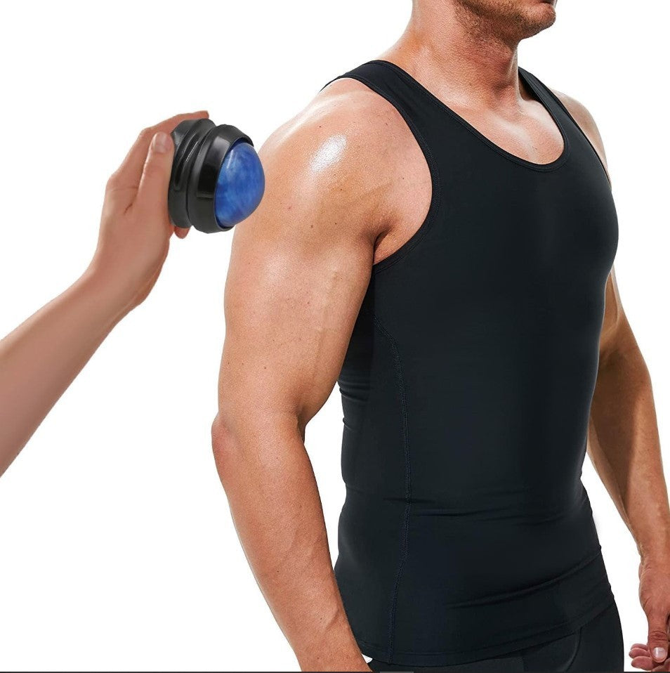 Handheld Roller Massager Blue Black for Back Shoulder Neck Stress Relief