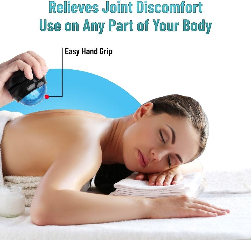 Handheld Roller Massager Blue Black for Back Shoulder Neck Stress Relief