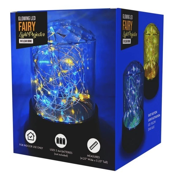 Glowing LED Fairy Lights Projector in Plastic Clear Dome, Night Light, NEW