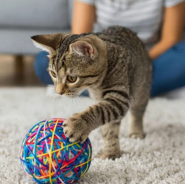 4" Jumbo Yarn Ball Pet Cat Toy with Bell, NEW
