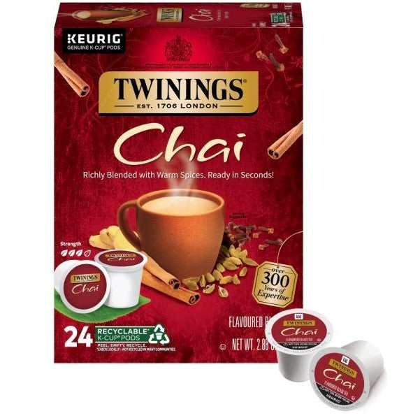 Twinings Chai Tea Keurig K-Cup Pods, 0.11 Oz, 24/Box