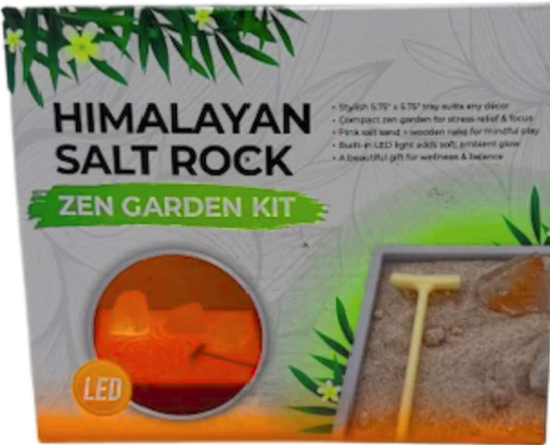 5.75 x 5.75" Himalayan Salt Rock Zen Garden Kit with Light and Accessories (NEW)