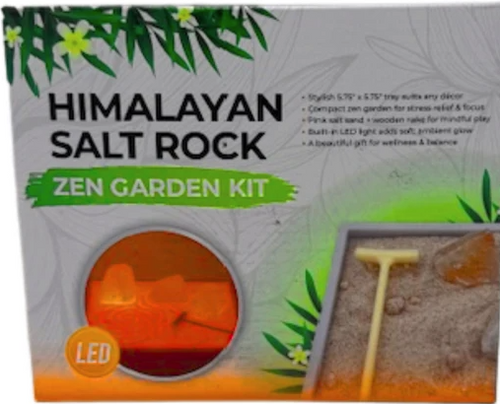 5.75 x 5.75" Himalayan Salt Rock Zen Garden Kit with Light and Accessories (NEW)