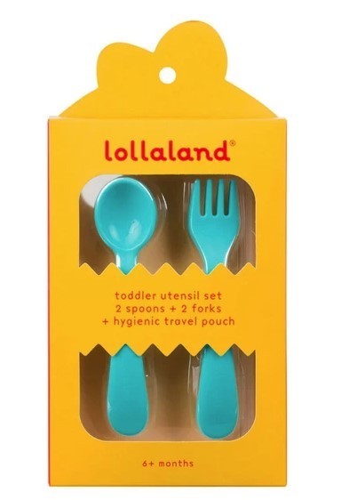 Lollaland 5-Piece Toddler Utensil Set with Hygenic Pouch, Assorted Colors NEW